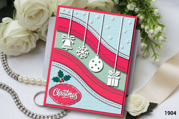 3D SVG Christmas Wavy Gift Card Layers 1904