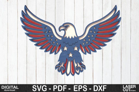 American Eagle SVG for Laser Cutting Wall Decor