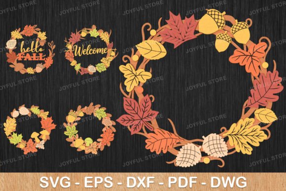 Autumn Laser Cutting Wreath SVG Bundle