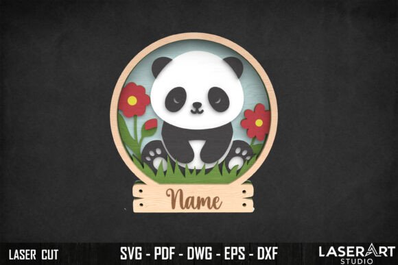 Cute Panda Sign for Laser Cutting & Wall Decor