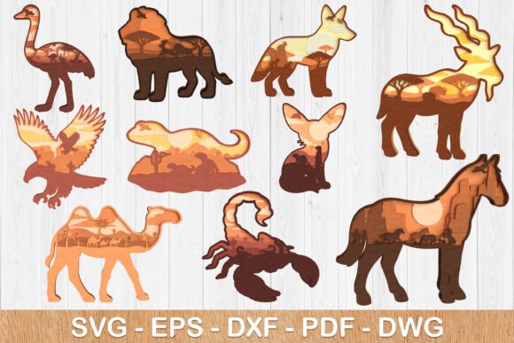 Desert Wildlife SVG for Laser Cutting Wall Decor