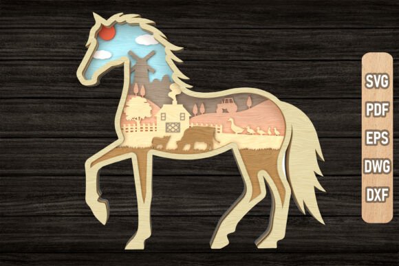 Farm Horse SVG for Laser Cutting Wall Decor