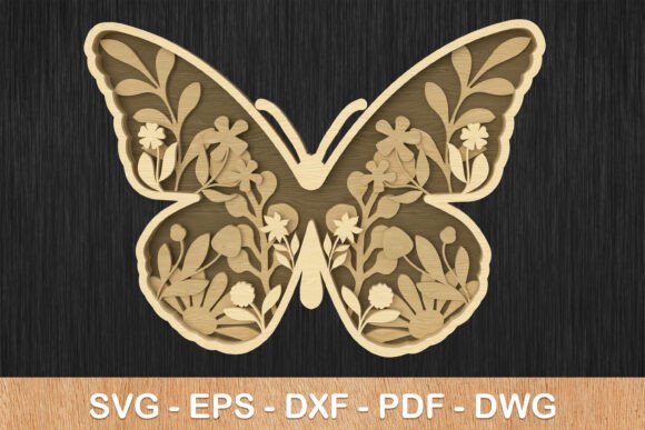 Floral Butterfly SVG for Laser Cutting Wall Decor