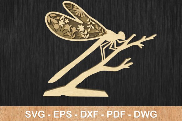 Floral Dragonfly SVG: Laser Cutting Wall Decor