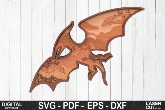 Flying Dinosaur SVG for Laser Cutting Wall Decor