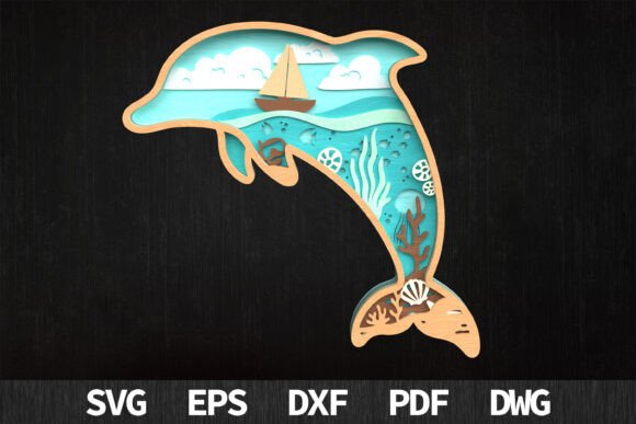 Laser Cutting Wall Decor: Dolphin Ocean 3D SVG