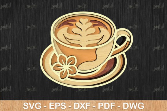Latte Cup SVG: Laser Cutting & Wall Decor