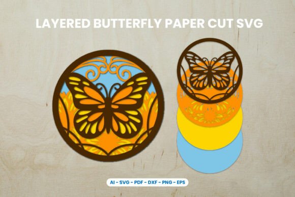 Layered Butterfly SVG for Laser Cutting & Wall Decor