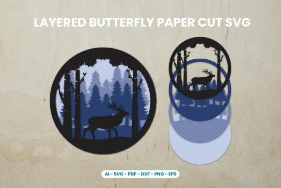 Layered Deer Paper Cut SVG for Wall Decor & Laser Cutting