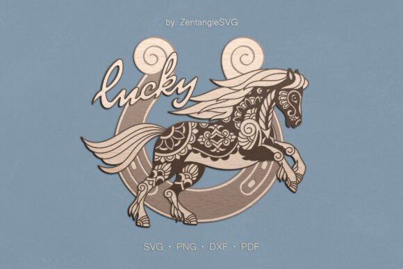 Lucky Horse Horseshoe 3D SVG for Wall Decor
