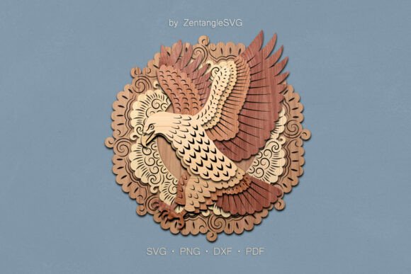 Mandala Eagle 3D SVG: Laser Cutting Wall Decor