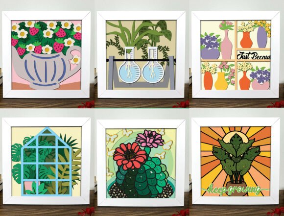 Modern Botanical Paper Cut Bundle: 3D SVG Floral Compositions