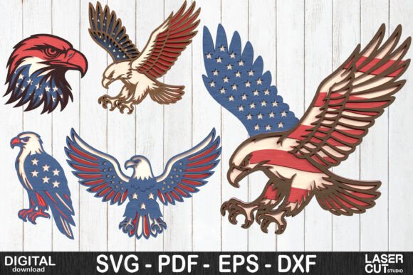 Patriotic Eagle SVG for Laser Cutting & Wall Decor