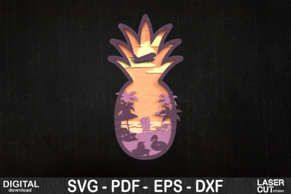 Pineapple Beach SVG for Laser Cutting Wall Decor