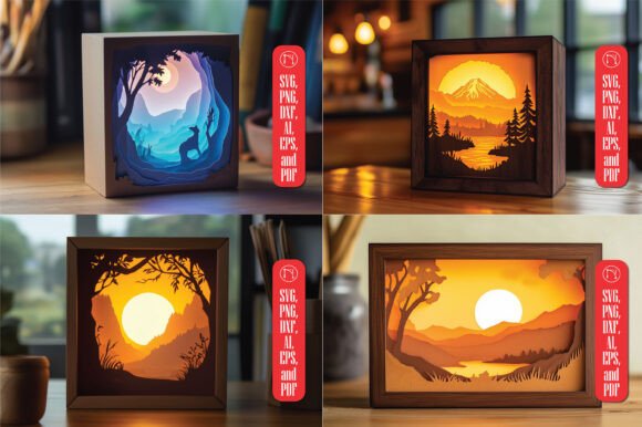 Reviewing Paper Cut Natural Scene Shadow Boxes 3D SVG