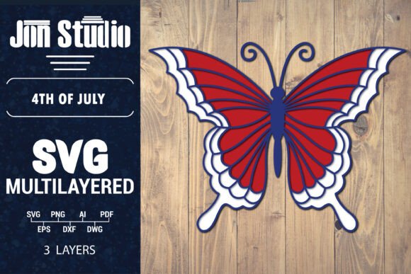 USA 4th July Butterfly Layered SVG for Crafts & Graphics