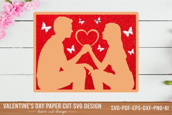 Valentine Proposal Love Paper Cut SVG: Graphics for Crafts